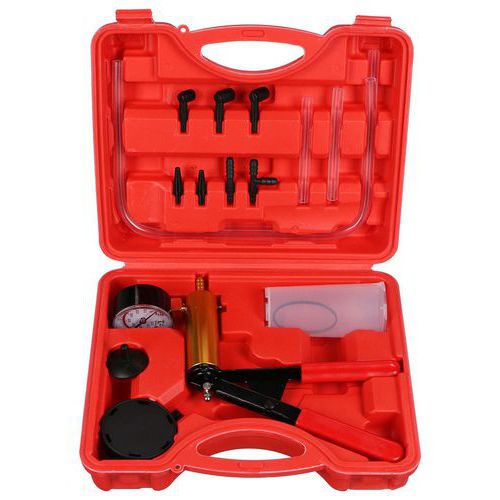 Sada pro podtlakové/vakuové testování brzdových systémů MECHANIC BRAKE TESTER 16 SIXTOL Snadné použití<br />Upouštěcí ventil<br />Široká škála nástavců<br />Pevný kufřík pro přepravu a skladování<br />Podtlakové/vakuové testování brzdových systémů<br />Testování podtlakového magnetického ventilu<br />Testování MAP senzorů<br />Testování tlaku palivové nádrže<br />Odvzdušnění brzdových systémů<br />Typ manometru: analogový<br />Stupnice manometru: 0 až -760 mmHg (0 až -1 bar) / 0 až -30 inHG (0 až -1 bar)<br />Materiál: ocel