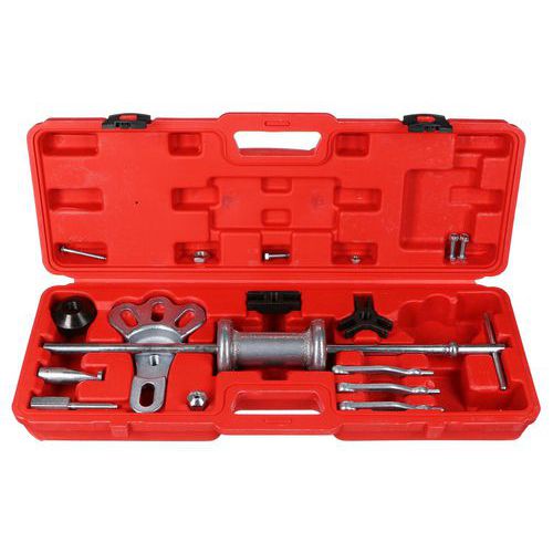Univerzální sada stahováků s rázovým kluzkým kladivem MECHANIC PULLER SET 16 SIXTOL Snadné použití<br />Robustní materiál<br />Univerzální použití<br />Pevný kufřík pro přepravu a skladování<br />Demontáž přírubových zadních náprav (nábojů kol) a předních pohonů<br />Stahování brzdových bubnů<br />Výměna ložisek<br />Výměna těsnicích kroužků<br />Oprava promáčklé karoserie<br />Materiál: ocel<br />Rozměr balení: 10