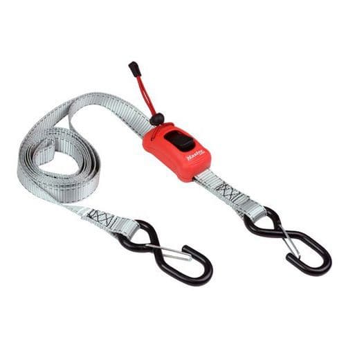 Nastavitelný upínací popruh s háčky Master Lock 250cm Nastavitelný upínací popruh s pružinovou svorkou zakončený háčky.<br />Délka popruhu 2 500 mm