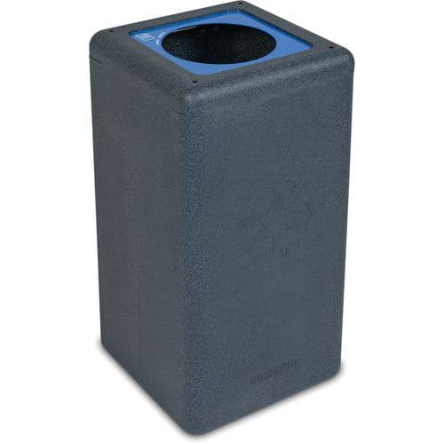 Kulatý odpadkový koš BrickBin 65 l na papír šedý/modrý Odolný odpadkový koš na tříděný odpad