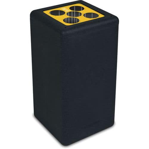 Kulatý odpadkový koš na kelímky BrickBin 65 l černý/žlutý Odolný koš na tříděný odpad