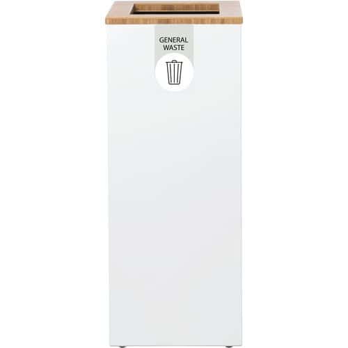 Třídicí stanice Lune Paxa Medium 34 l bílá/šedá Stanice pro selektivní třídění z pozinkované oceli s elegantním a odolným bambusovým otevíracím víkem