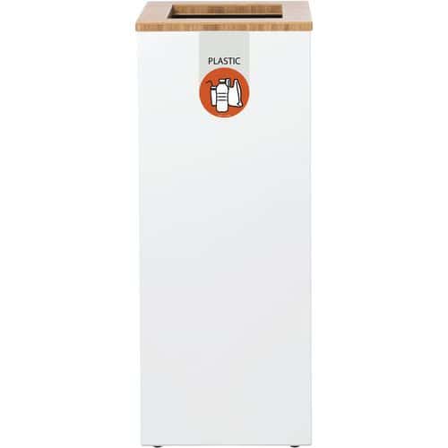 Třídicí stanice Lune Paxa Medium 34 l bílá/oranžová Stanice pro selektivní třídění z pozinkované oceli s elegantním a odolným bambusovým otevíracím víkem