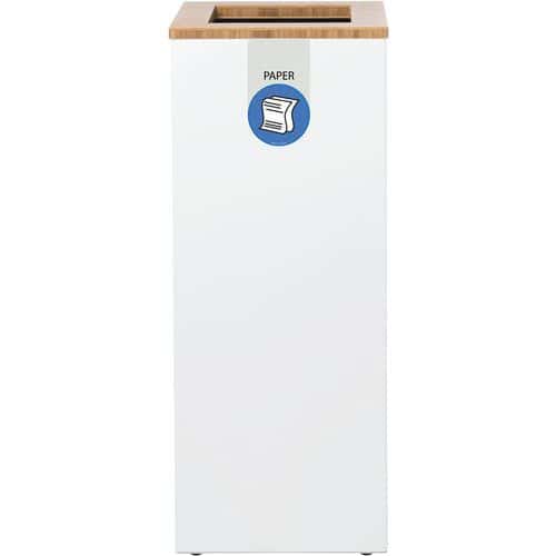 Třídicí stanice Lune Paxa Medium 34 l bílá/modrá Stanice pro selektivní třídění z pozinkované oceli s elegantním a odolným bambusovým otevíracím víkem