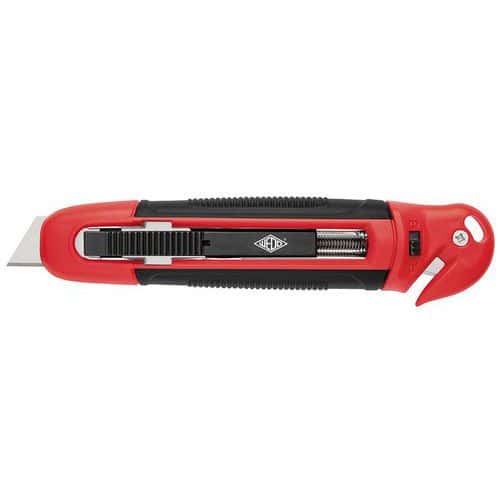 Bezpečnostní nůž Wedo Safety Cutter Standard Řezací nůž s automatickým zasunutím čepele a integrovanou řezačkou fólií.<br />Ochranný kryt z ABS plastu s pogumovanými částmi v místech uchopení.<br />Čepel z kvalitní SK5 uhlíkové oceli lze vysunou až 15 mm.<br />Integrovaná řezačka fólií