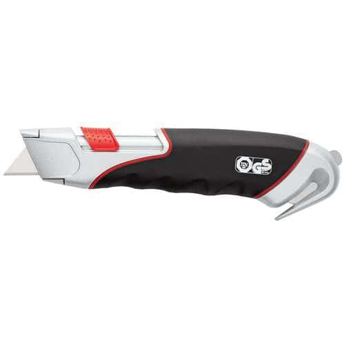 Bezpečnostní nůž Wedo Super Safety Cutter Bezpečnostní řezací nůž s plně automatickým zasouváním čepele a integrovanou řezačkou fólií.<br />K zasunutí čepele dochází ihned po ztrátě kontaktu s řezaným materiálem i přesto