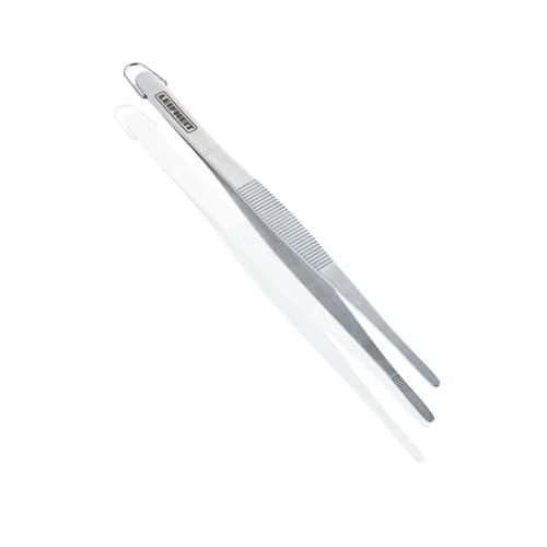 Kuchyňská pinzeta 30cm Vysoce kvalitní kuchyňské pinzety z nerezavějící oceli 18/8.  Pro otáčení či dekoraci horkého pokrmu přímo na pánvi či grilu. Včetně očka pro snadné zavěšení na háček.