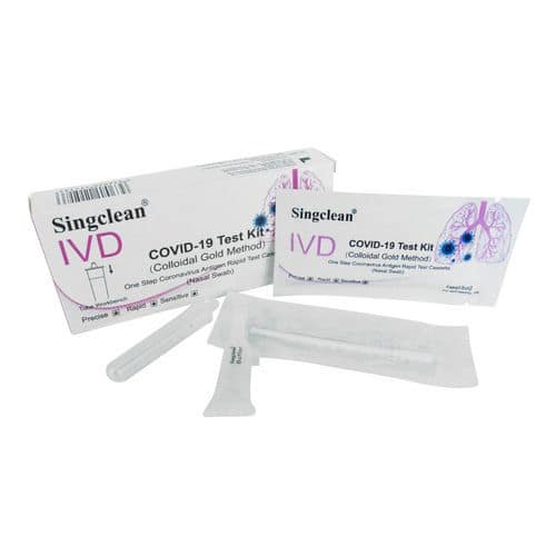 Antigenní výtěrový test na COVID-19 s koloidním zlatem SINGCLEAN Rychlý antigenní test s koloidním zlatem na přítomnost koronaviru SARS-CoV-2 s výsledkem do 15 minut.<br />Test je určený pro výtěr z nosu.<br />Detekuje virus v jeho inkubační periodě v akutní fázi a počáteční fázi.<br />Citlivost 98