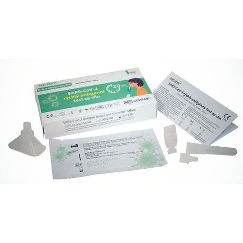 Antigenní test ze slin na COVID-19 SEJOY Antigenní test pro zjištění přítomnosti koronaviru (SARS-CoV-2) ze slin.<br />Výsledek do 20 minut.<br />Detekuje virus v jeho inkubační periodě v akutní fázi a počáteční fázi