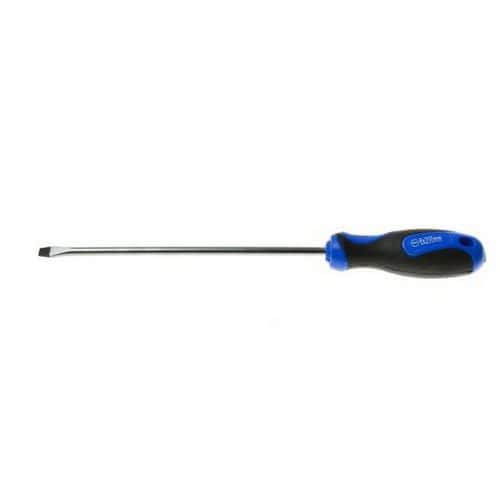 Plochý šroubovák 6 x 200mm GEKO Vyrobeno ze silné chrom vanadiové oceli<br />Magnetická špička<br />Rukojeť s praktickým otvorem k zavěšení<br />Rukojeť s měkkým úchopem ze dvou materiálů (plast + guma)
