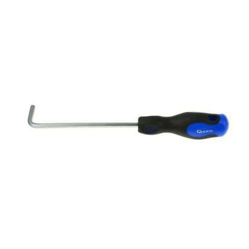 Úhlový šroubovák H6 x 150mm GEKO Špička ohnutá v pravém úhlu (90°)<br />Vyrobeno ze silné chrom vanadiové oceli<br />Rukojeť s praktickým otvorem k zavěšení<br />Rukojeť s měkkým úchopem ze dvou materiálů (plast + guma)