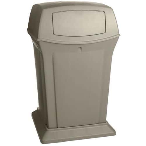 Odpadkový koš Ranger se 2 otvory – 170 l – Rubbermaid Robustní čtvercový plastový kontejner se 2 otvory opatřenými přístupovými klapkami.<br />Integrovaný držák na sáčky.<br />Víka mají integrované panty.