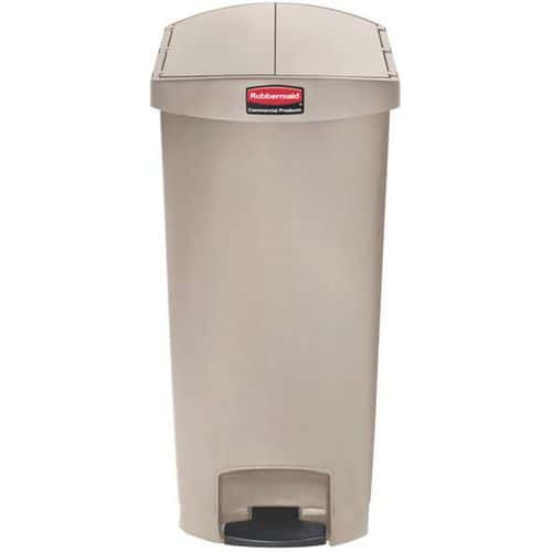 Plastový odpadkový koš STEP ON – 68 l – béžový – Rubbermaid Kompaktní odpadkový koš pro maximální využití prostoru.<br />Vhodný do malých prostor díky podlouhlému designu s pedálem.<br />Vybaven tichým víkem