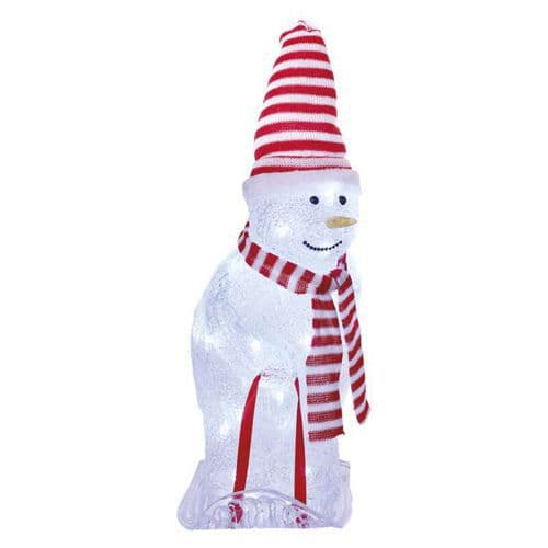 LED vánoční sněhulák s čepicí a šálou