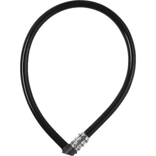 Lanový zámek s kombinačním zámkem 3406C/55 BK Kabel proti krádeži s PVC pláštěm